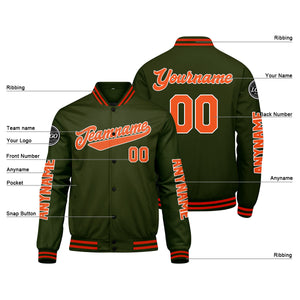 Chaquetas universitarias personalizadas de color verde oliva y naranja para hombres & mujeres y jóvenes & Chaquetas tipo Letterman personalizadas