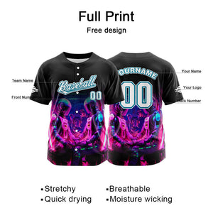 Camiseta de béisbol negra personalizada con botones para hombre mujer adulto y joven Nombre número y logotipo impresos