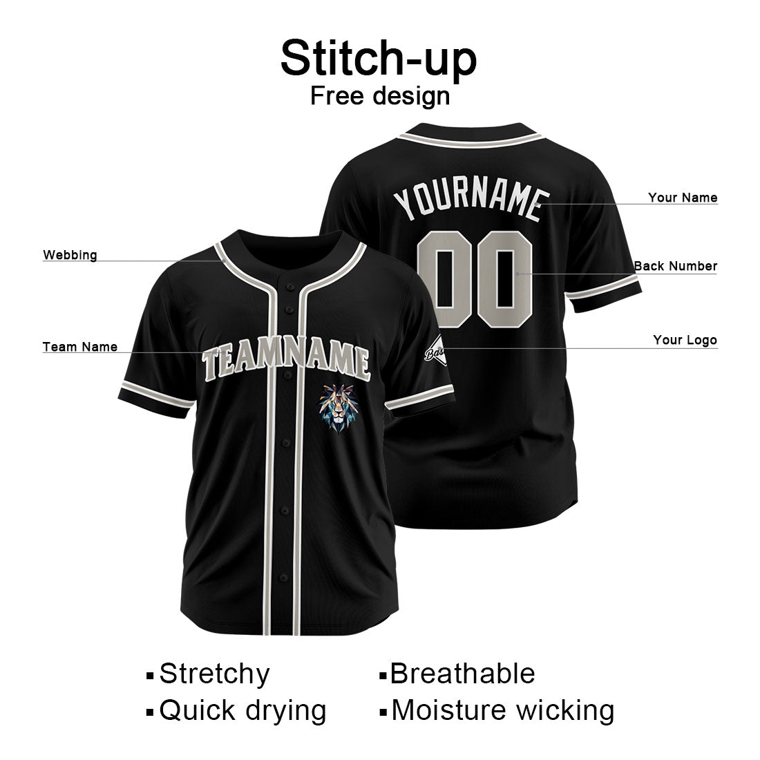 Uniformes de béisbol personalizados de alta calidad para adultos y niños & optimizados para el rendimiento & color negro