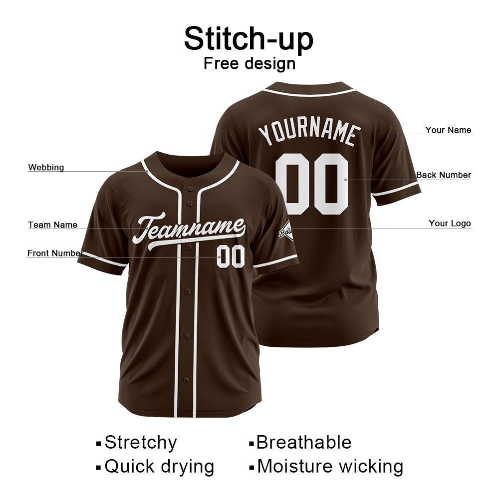 Camiseta de béisbol personalizada con diseño bordado & estilo hip hop & color marrón y blanco