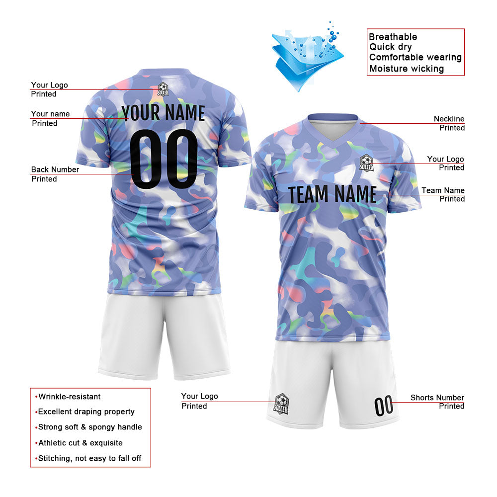 Conjunto personalizado de camiseta de fútbol para niños y adultos & color azul y gris
