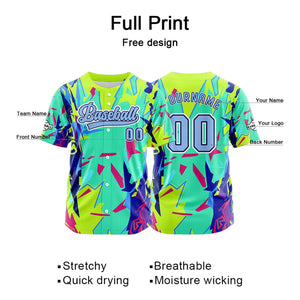 Camiseta de béisbol verde personalizada con botones para hombre mujer adulto y joven Nombre número y logotipo impresos