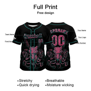 Camiseta de béisbol negra personalizada con nombre número y logotipo personalizados