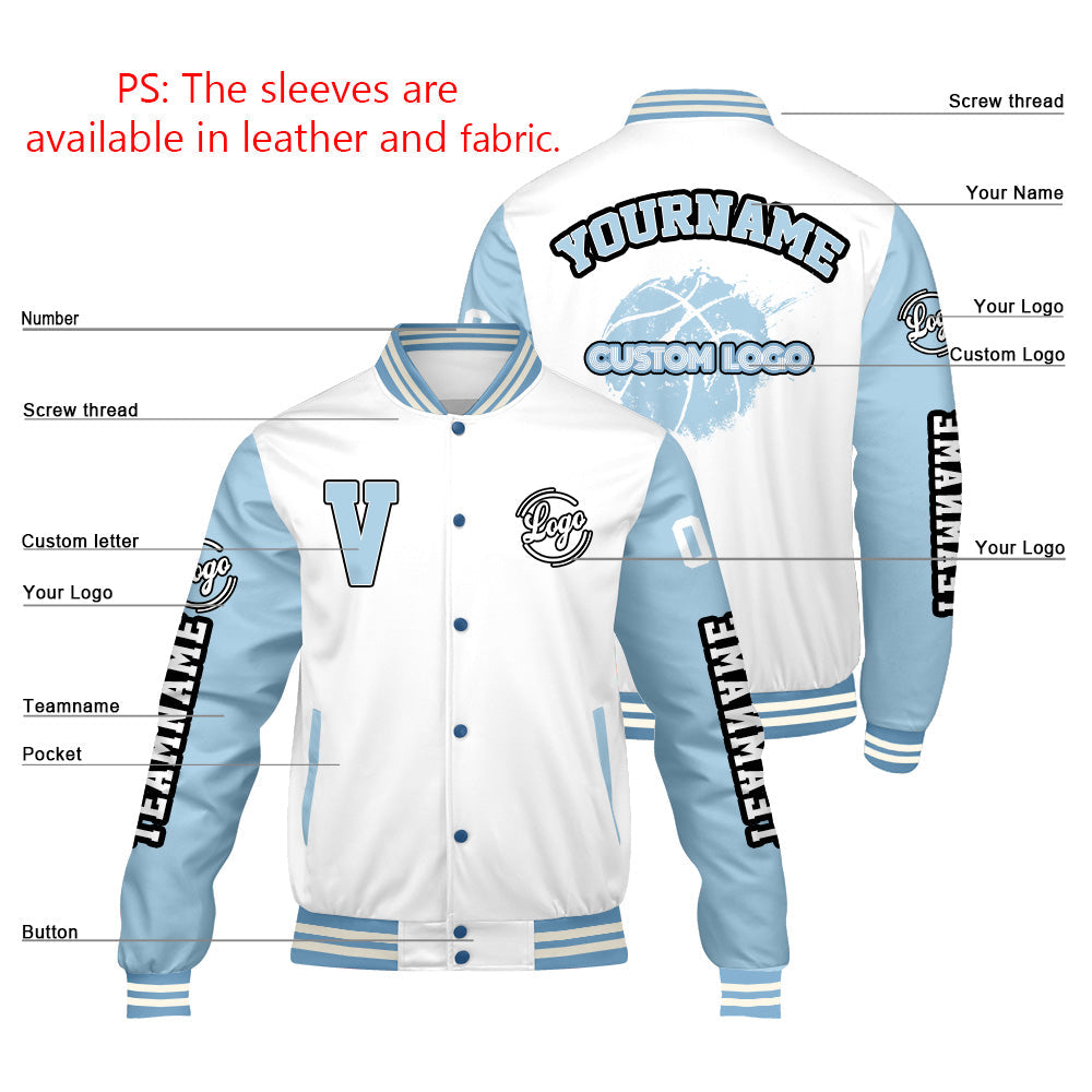 Chaquetas universitarias personalizadas White Lion Blue para hombres & mujeres y jóvenes & Chaquetas Letterman personalizadas