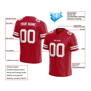 custom authentic football jersey red-white mesh