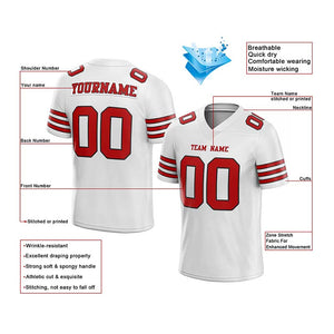 custom authentic football jersey white red black  mesh-white