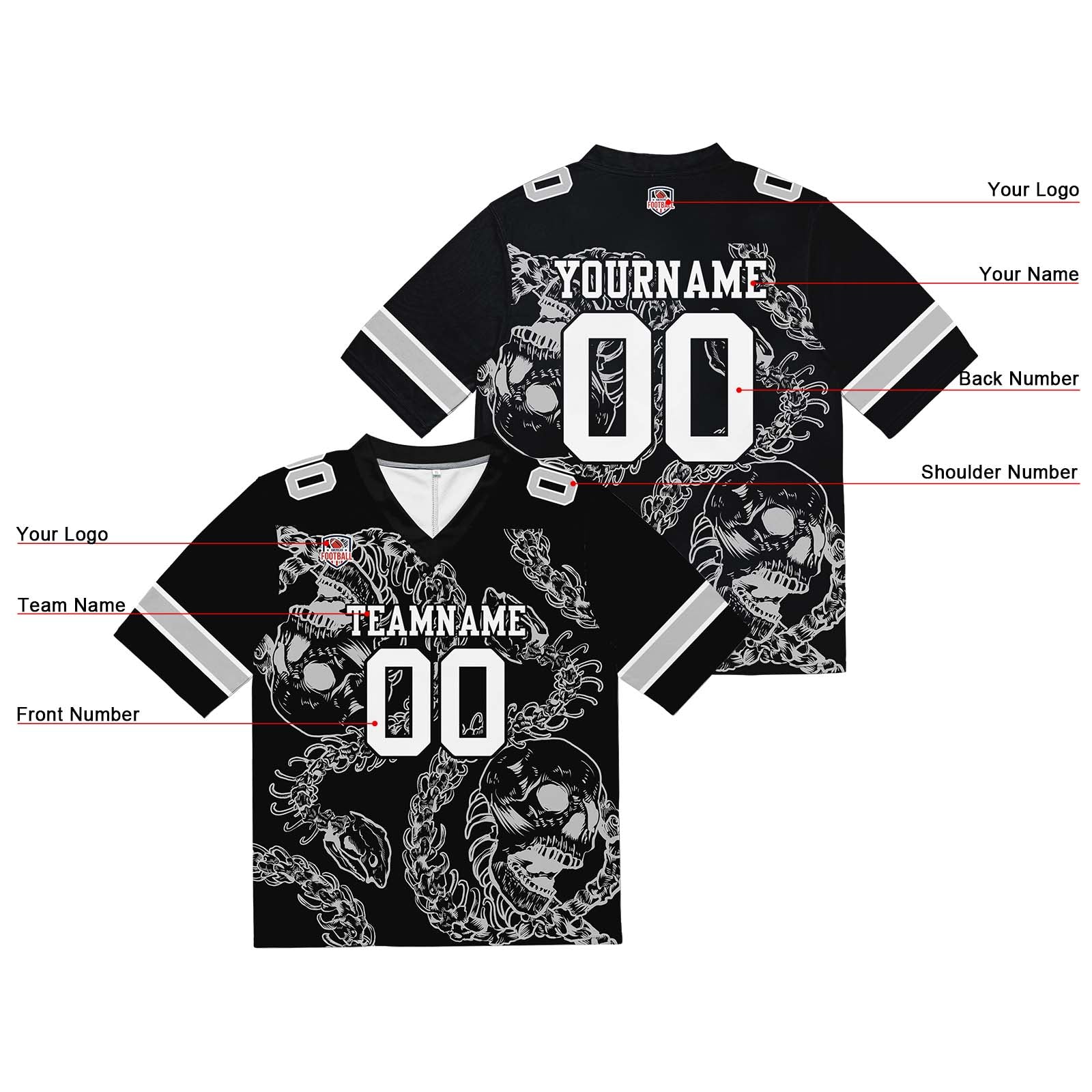 Camiseta de fútbol personalizada con nombre y número del equipo bordados y estampados-color gris hueso