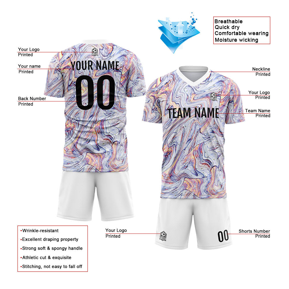 Uniforme de fútbol personalizado para niños y adultos & conjunto personalizado & camiseta blanca y fluida