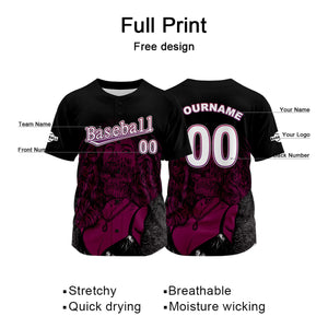 Camiseta de béisbol negra personalizada con nombre número y logotipo personalizados