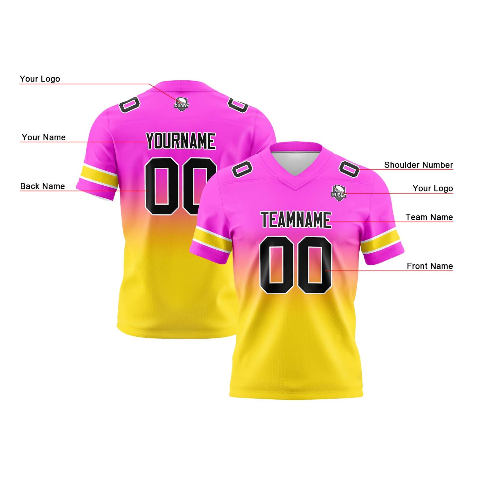 Camisetas de fútbol personalizadas con degradado-nombre-número y logotipo para adultos-niños y equipos