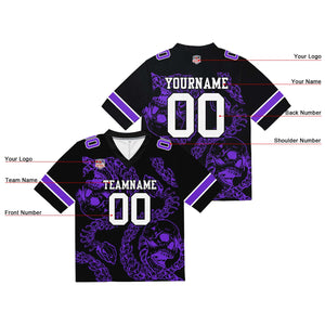 Camiseta de fútbol personalizada con nombre y número del equipo bordados y estampados-color morado hueso