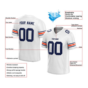 customized  authentic football jersey white-navy-orange mesh