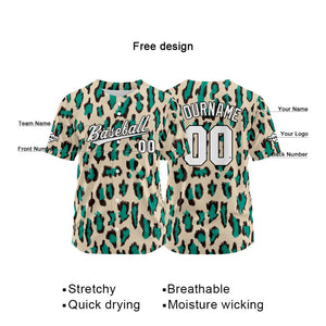 Camiseta de béisbol con dise?o personalizado estampado a todo color verde-beige