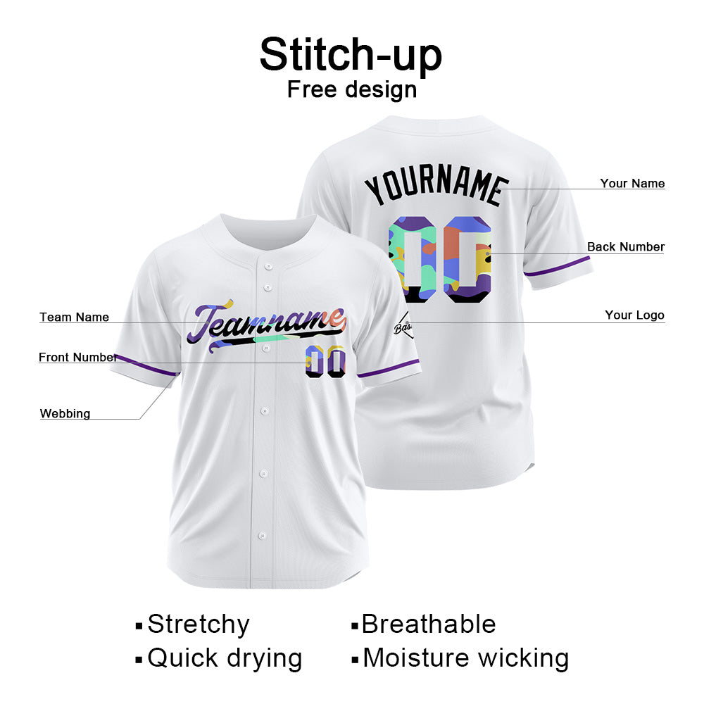 Camiseta de béisbol blanca personalizada con diseño bordado & camisetas de béisbol estilo hip hop personalizadas
