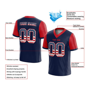customized authentic football jersey navy-red-white mesh big size 7x
