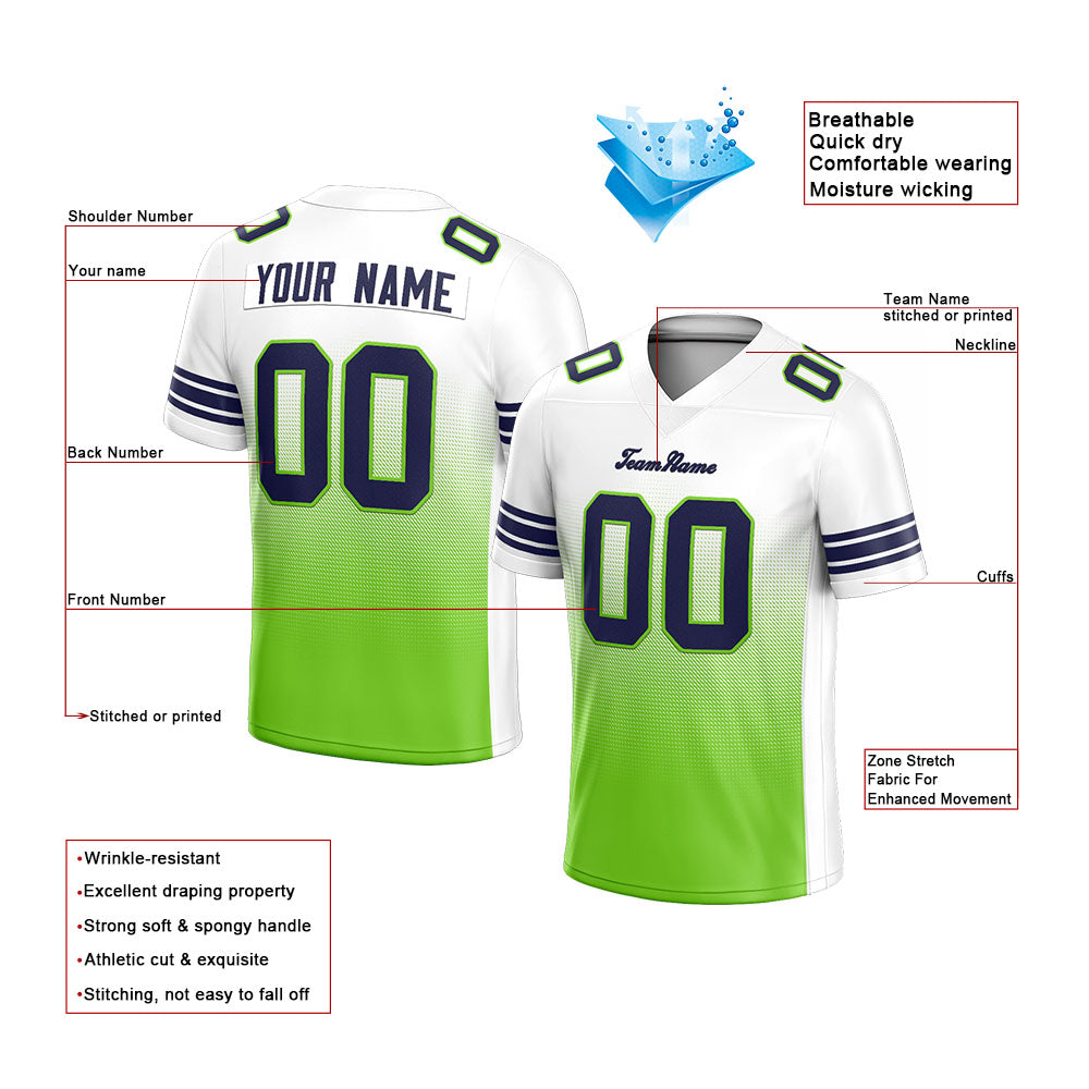 custom authentic drift fashion football jersey white-neon green