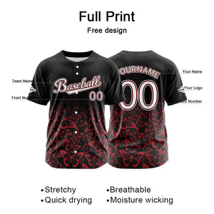 Camiseta de béisbol negra personalizada con botones para hombre mujer adulto y joven Nombre número y logotipo impresos