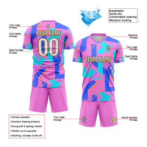 Conjunto personalizado de camiseta de uniforme rosa y azul para niños y adultos