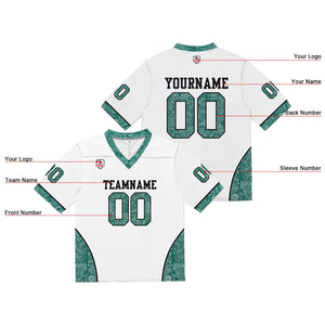 Camiseta de fútbol personalizada con nombre y número del equipo impresos y bordados-color blanco y verde