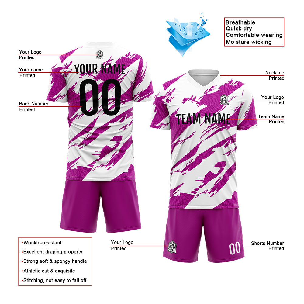 Uniforme de fútbol personalizado para niños y adultos & conjunto personalizado & camiseta desgastada & rosa y blanca