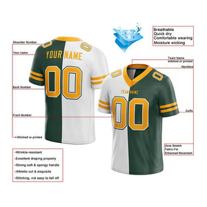 custom authentic split fashion football jersey green-white-yellow mesh