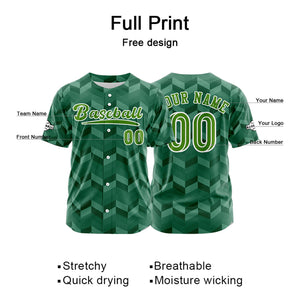 Camiseta de béisbol verde personalizada con botones para hombre mujer adulto y joven Nombre número y logotipo impresos