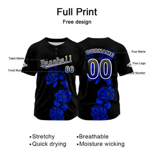 Camiseta de béisbol negra personalizada con nombre número y logotipo personalizados