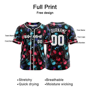 Camiseta de béisbol personalizada para hombres mujeres ni?os y jóvenes con bordados e impresión en rojo y azul