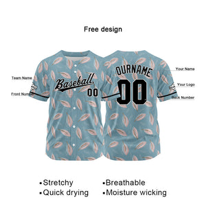 Camiseta de béisbol con dise?o personalizado estampado completo gris y azul