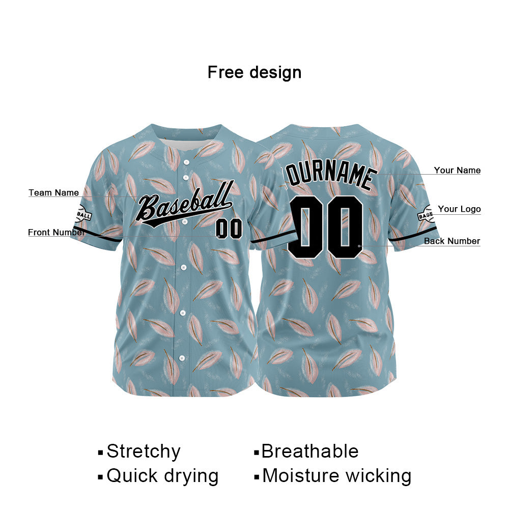 Camiseta de béisbol con dise?o personalizado estampado completo gris y azul