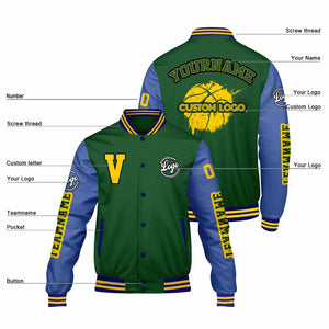 Chaquetas universitarias personalizadas de color verde y azul para hombres & mujeres y jóvenes & Chaquetas Letterman personalizadas