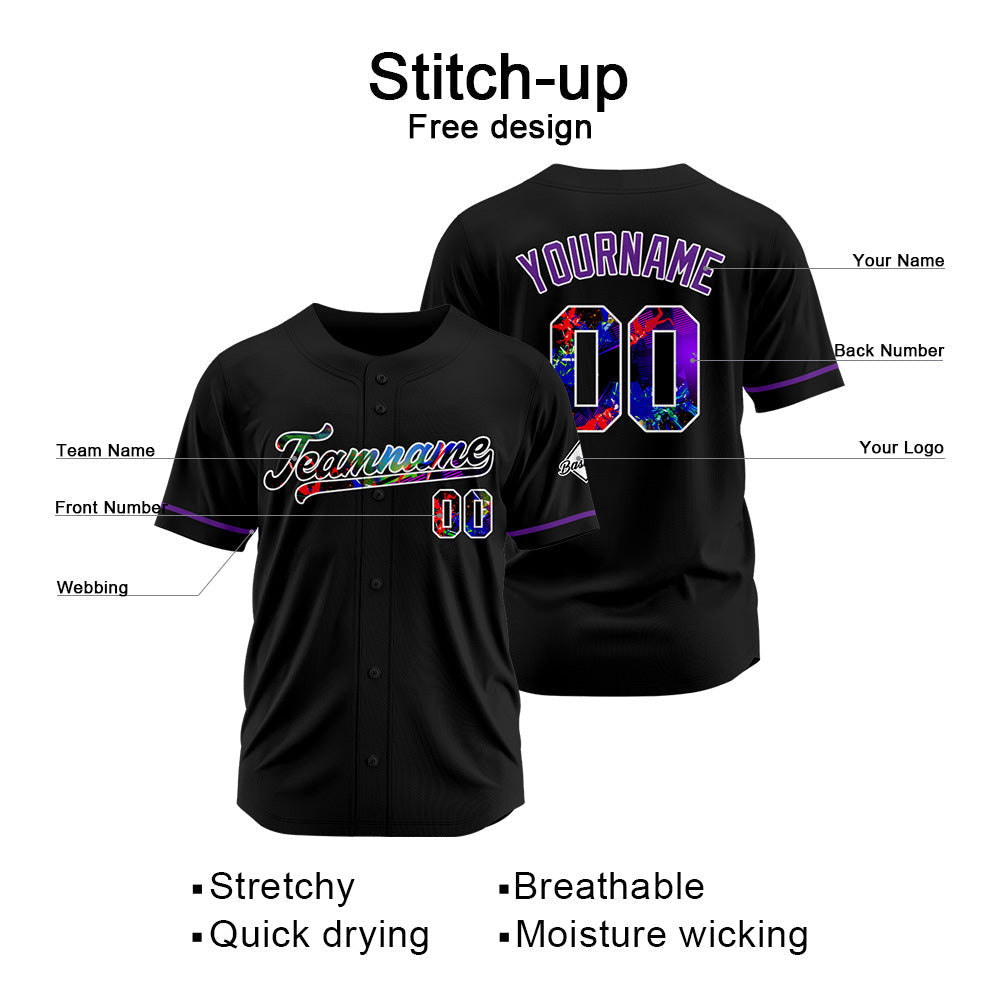 Camisetas de béisbol negras personalizadas con diseño bordado y estilo hip hop