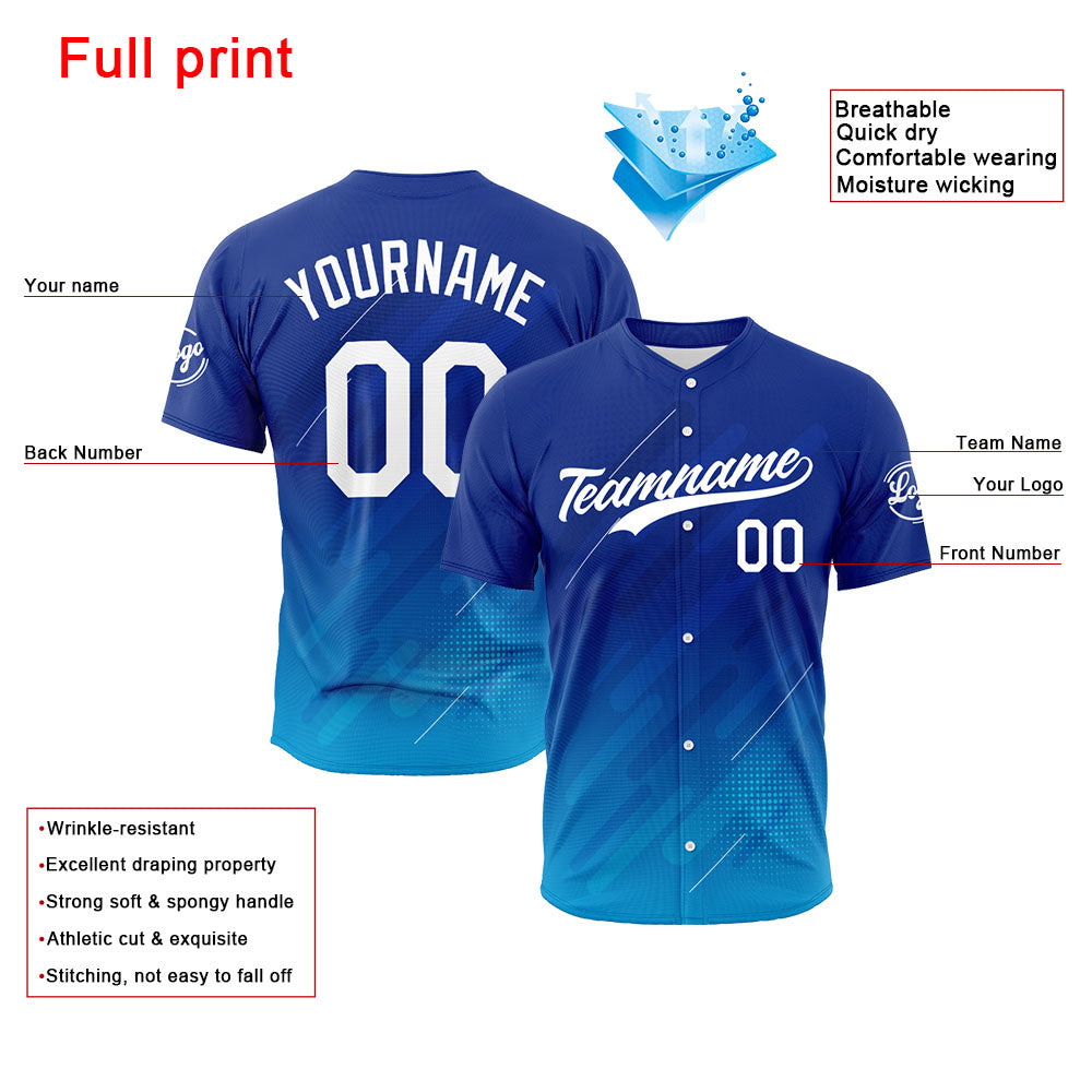 Camiseta de béisbol azul marino con dise?o personalizado estampado completo
