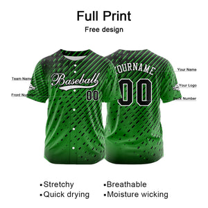 Camiseta de béisbol verde personalizada con botones para hombre mujer adulto y joven Nombre número y logotipo impresos