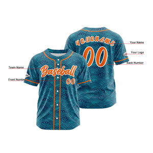 Camiseta de béisbol naranja personalizada con botones para hombre mujer adulto y joven Nombre número y logotipo impresos