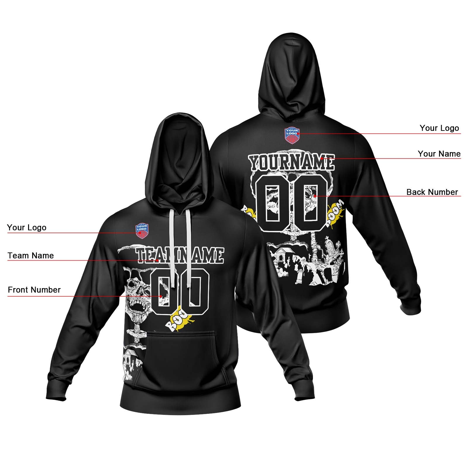 Sudadera con capucha degradada personalizada para hombre-mujer-niña o niño Imprime tu logotipo-nombre y número