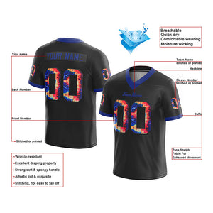customized authentic tie dye football jersey black-royal mesh