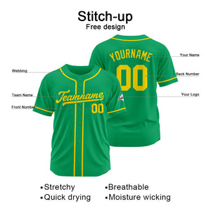 Camiseta de béisbol personalizada con diseño bordado & estilo hip hop & color verde y amarillo