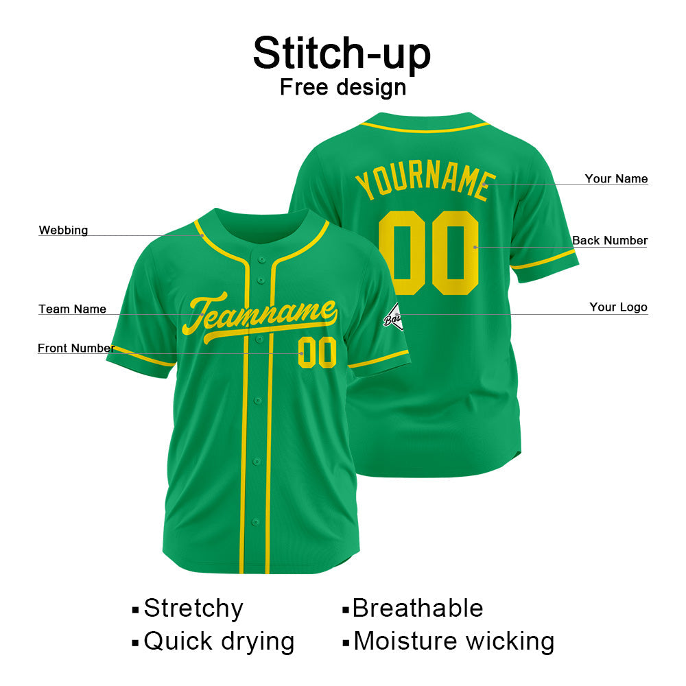 Camiseta de béisbol personalizada con diseño bordado & estilo hip hop & color verde y amarillo