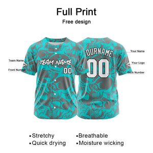 Camiseta de béisbol personalizada para hombres mujeres ni?os y jóvenes con bordados y estampados en azul claro y gris