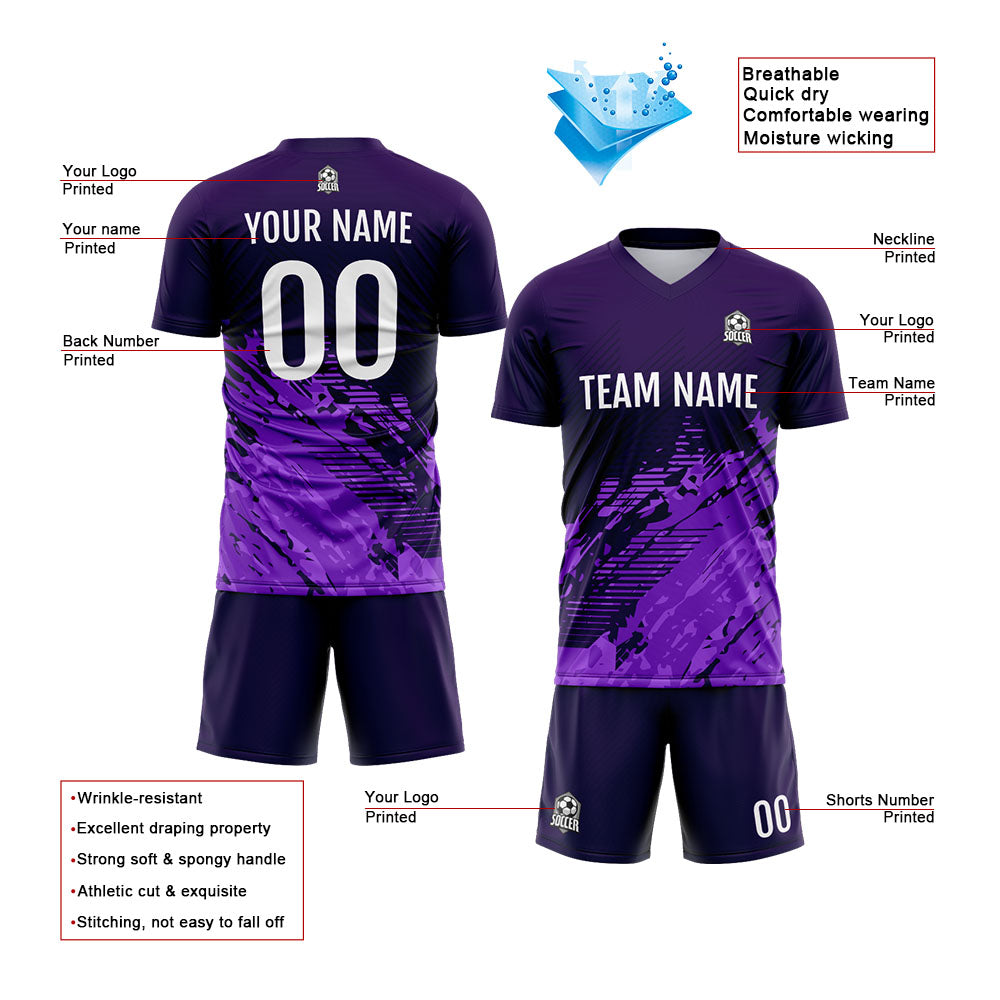 Uniforme de fútbol personalizado & camiseta para niños y adultos & conjunto personalizado & camiseta morada