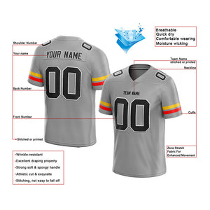 customized  authentic football jersey gray-red-yellow mesh