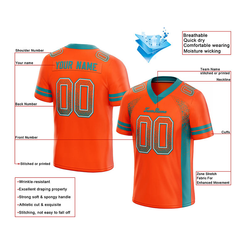 custom authentic drift fashion football jersey orange-aqua mesh
