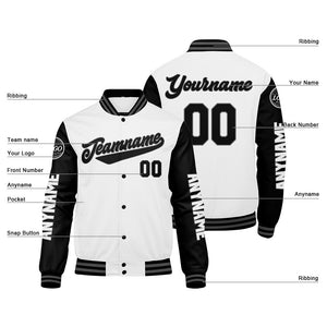 Chaquetas universitarias personalizadas en blanco y negro para hombres & mujeres y jóvenes & Chaquetas Letterman personalizadas