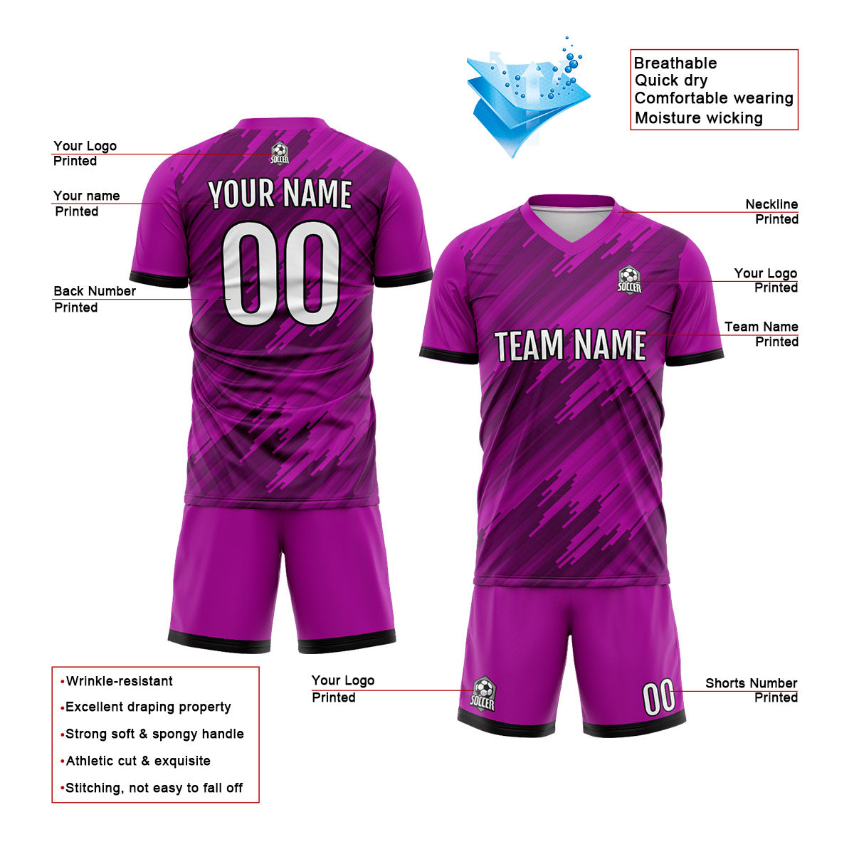 Conjunto personalizado de camiseta y jersey rosa para niños y adultos