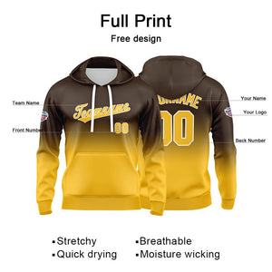 Sudadera con capucha personalizada con degradado para hombre-mujer-niña o niño Estampa tu logotipo-nombre o número Color marrón y amarillo