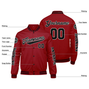Chaquetas universitarias rojas y negras personalizadas para hombres & mujeres y jóvenes & Chaquetas Letterman personalizadas