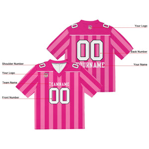Camiseta de fútbol personalizada con nombre y número del equipo bordados-color rosa y blanco