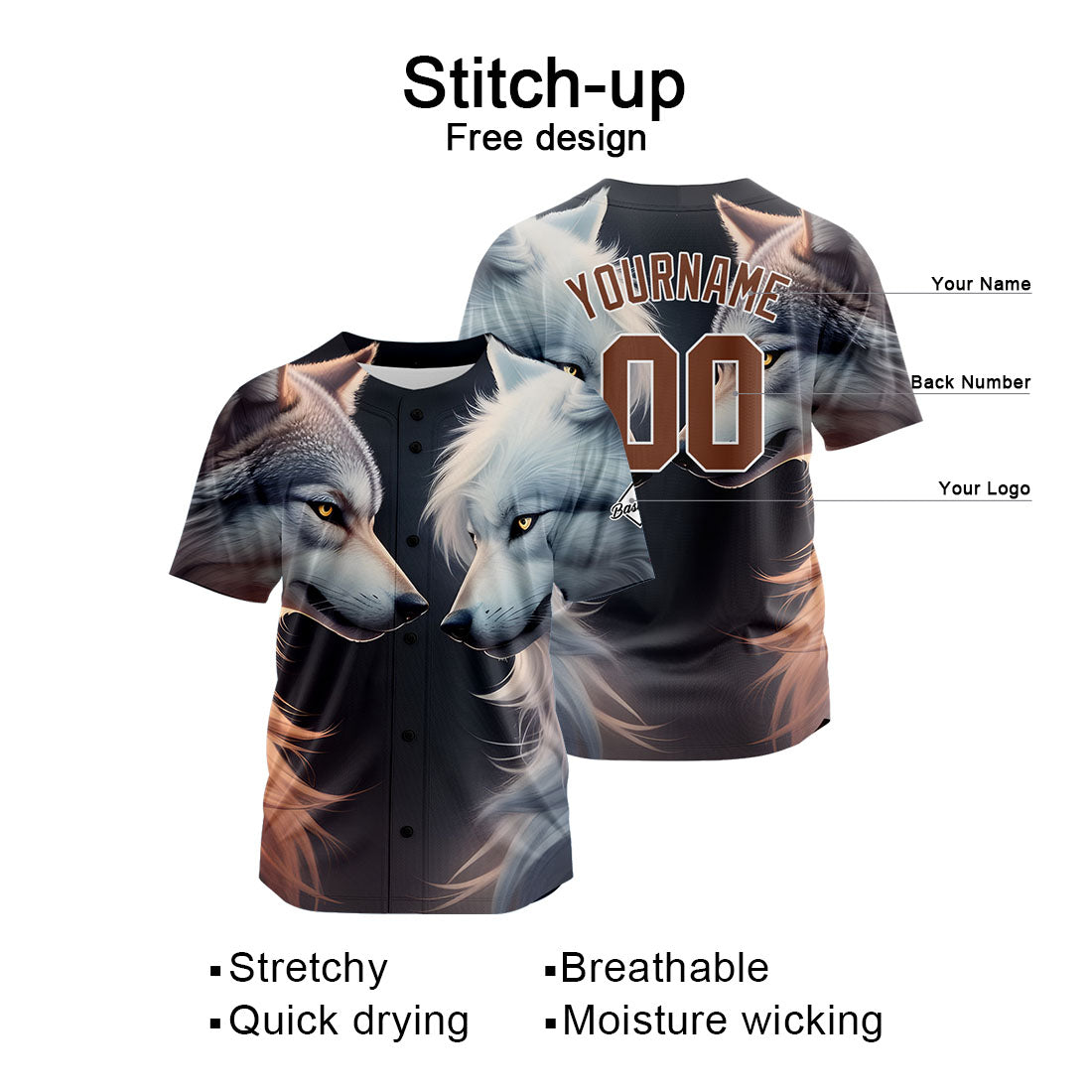 Uniformes de béisbol personalizados Samurai Wolf de alta calidad para adultos y niños & optimizados para el rendimiento