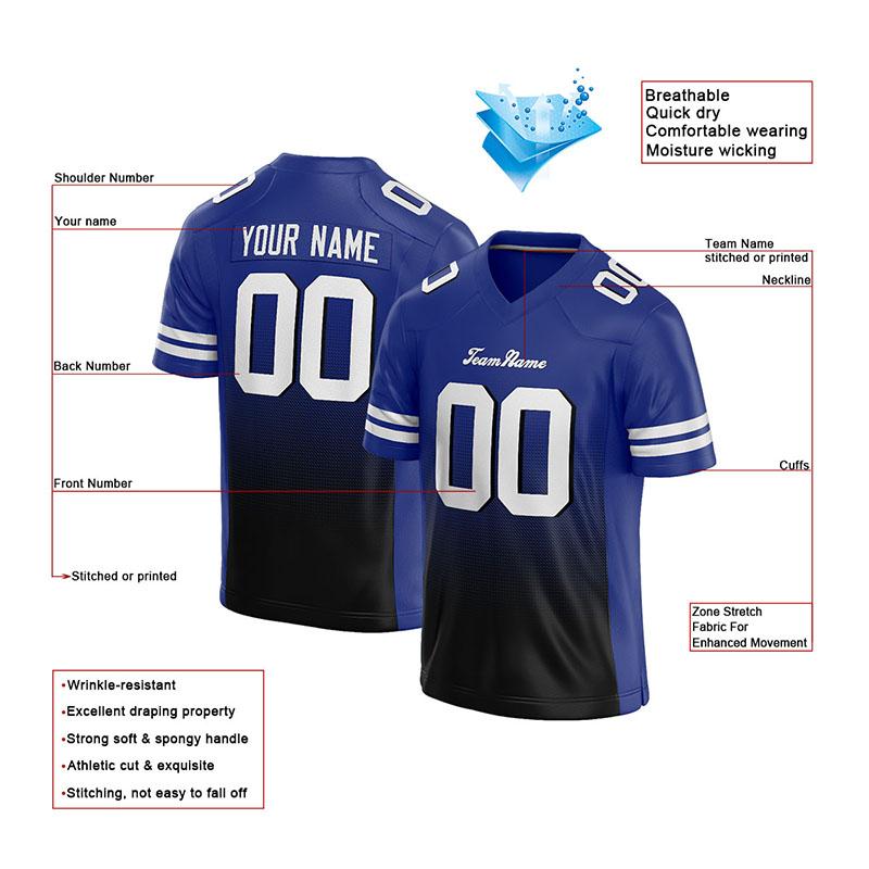 custom authentic gradient fashion football jersey purple-black-white mesh